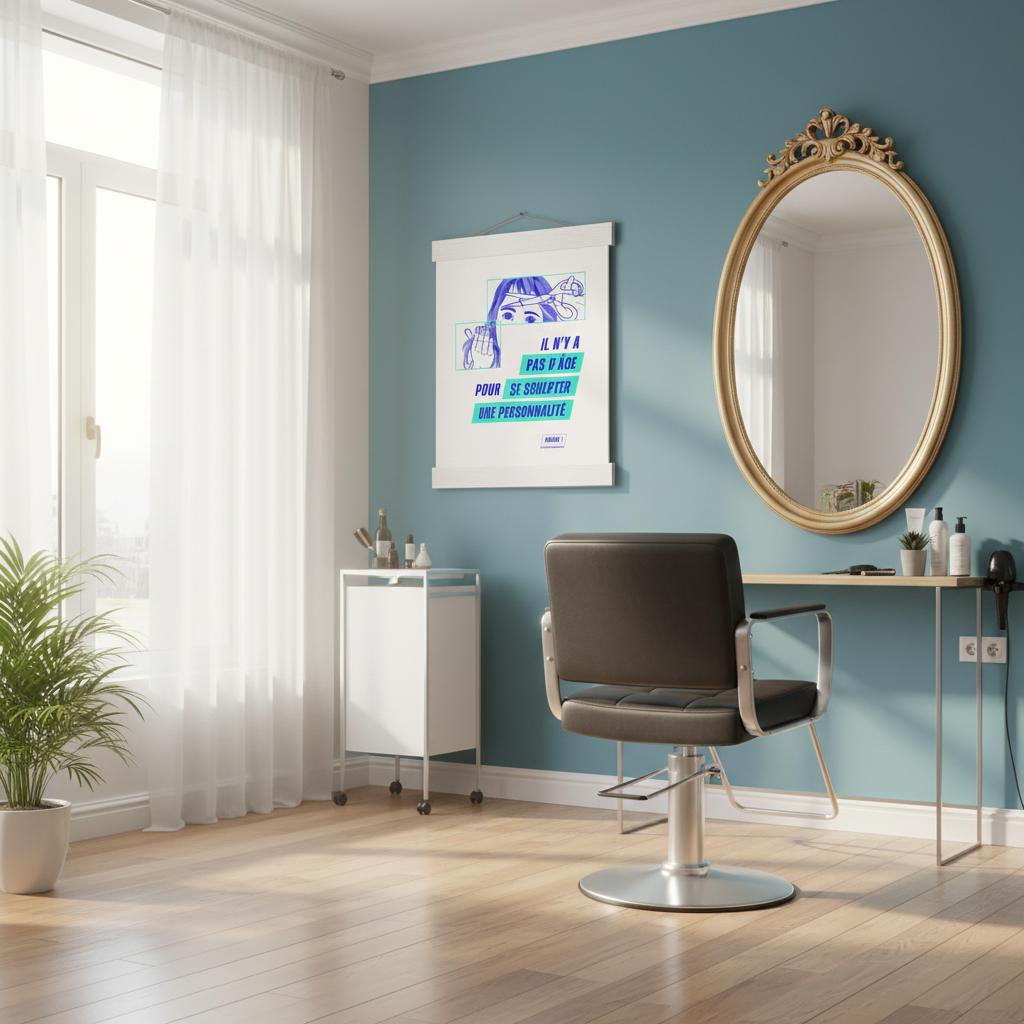 Affiche impression d'art originale salon de coiffure