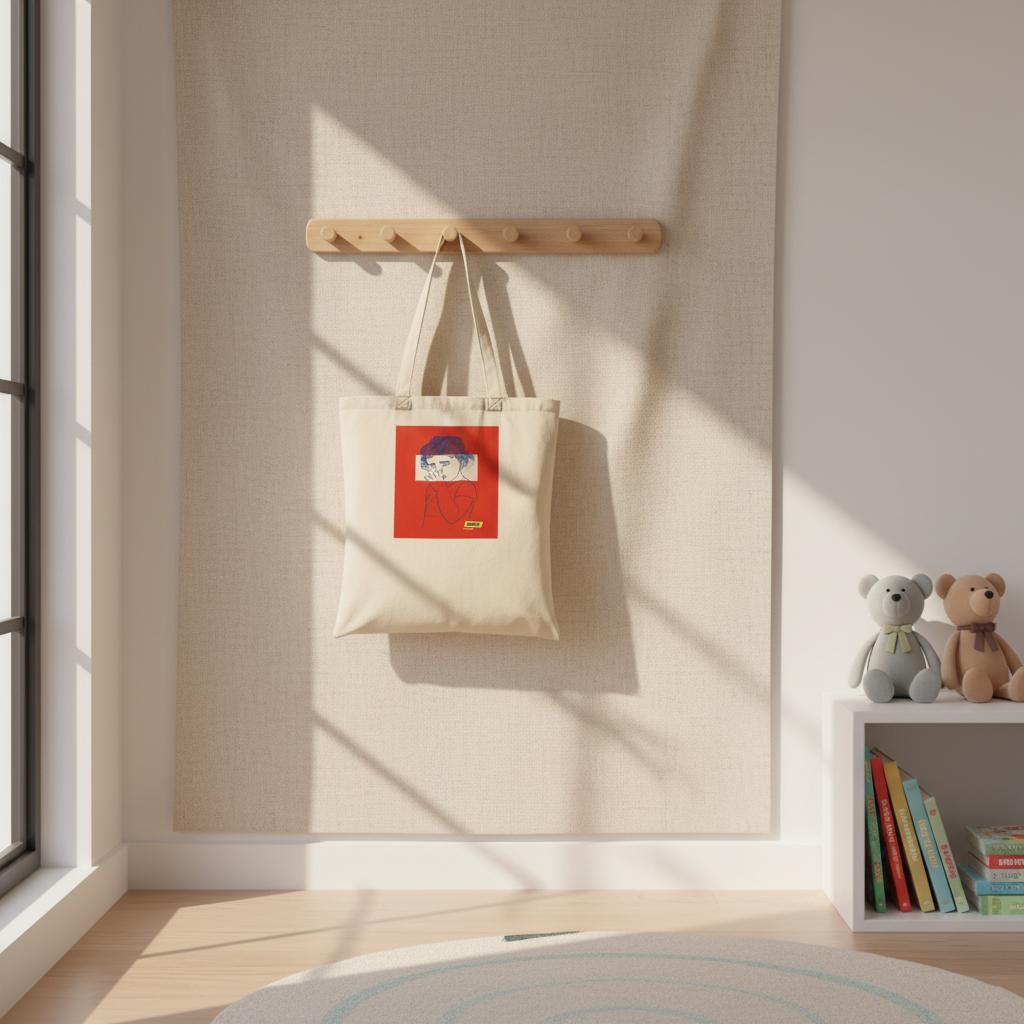 tot-bag coton bio doigt dans le nez