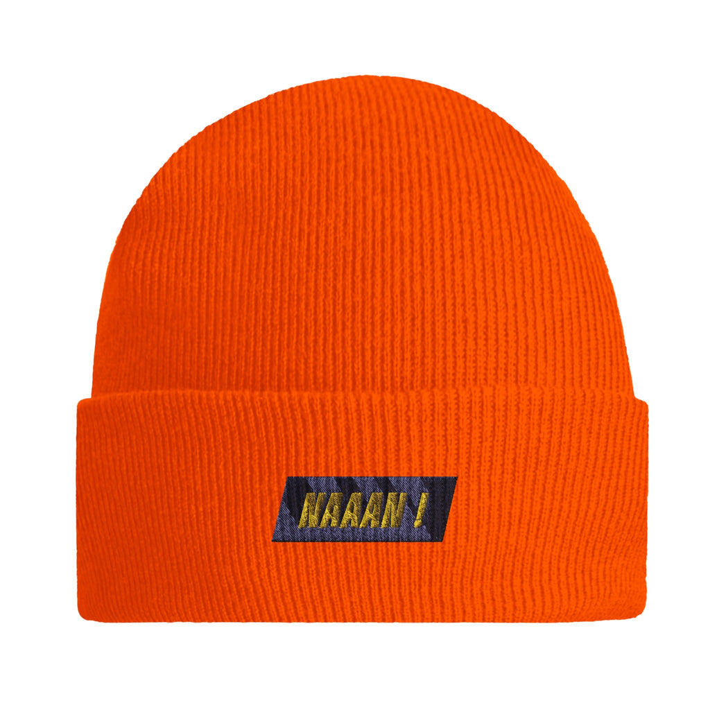 bonnet à revers orange broderie logo