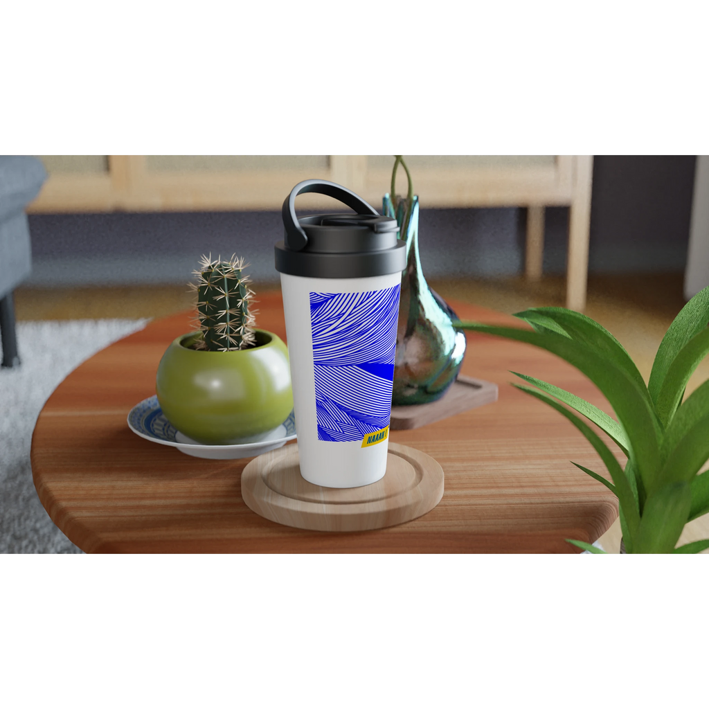 mug blanc portable avec couvercle - inox