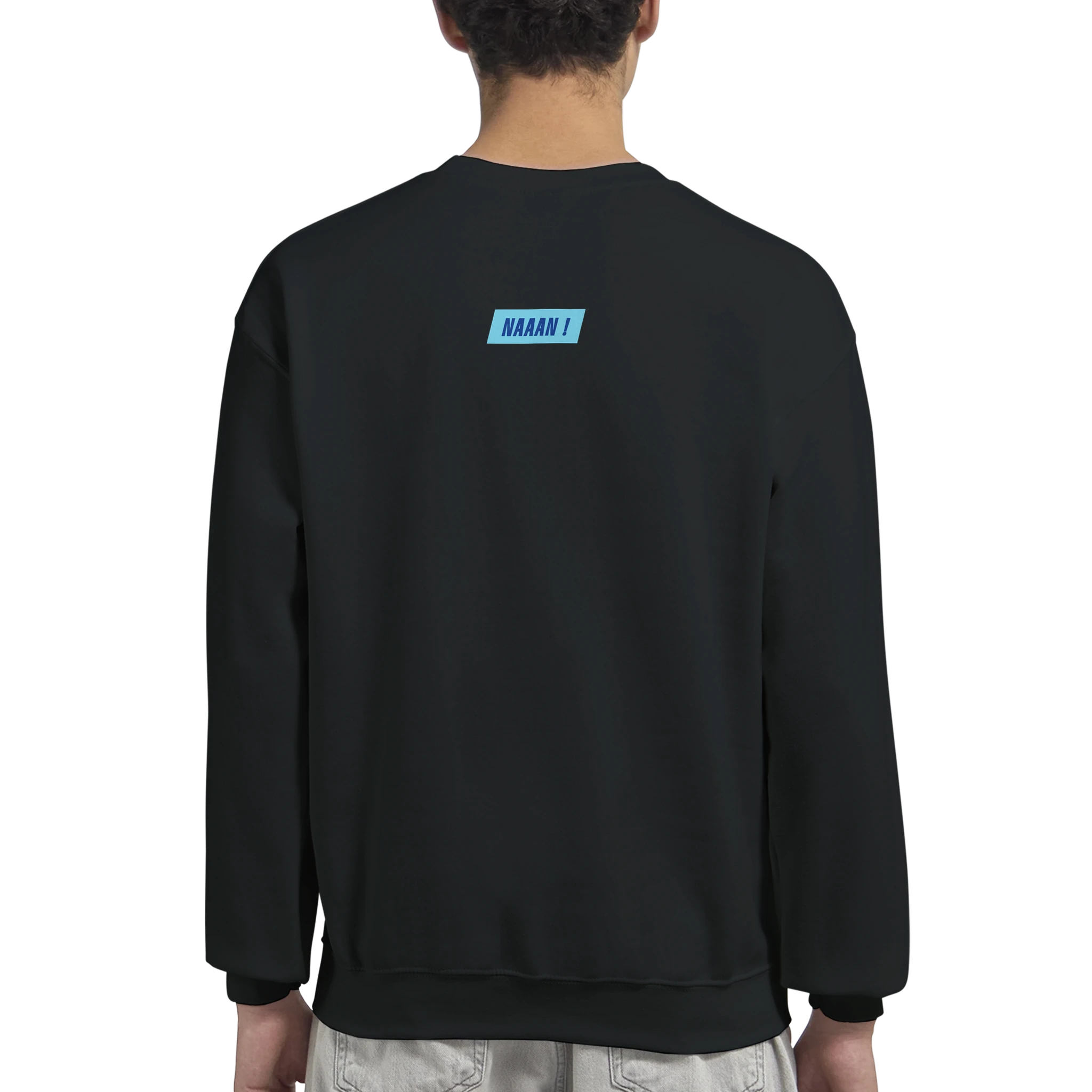 pull sweat unisexe noir dessin blanc-logo dos