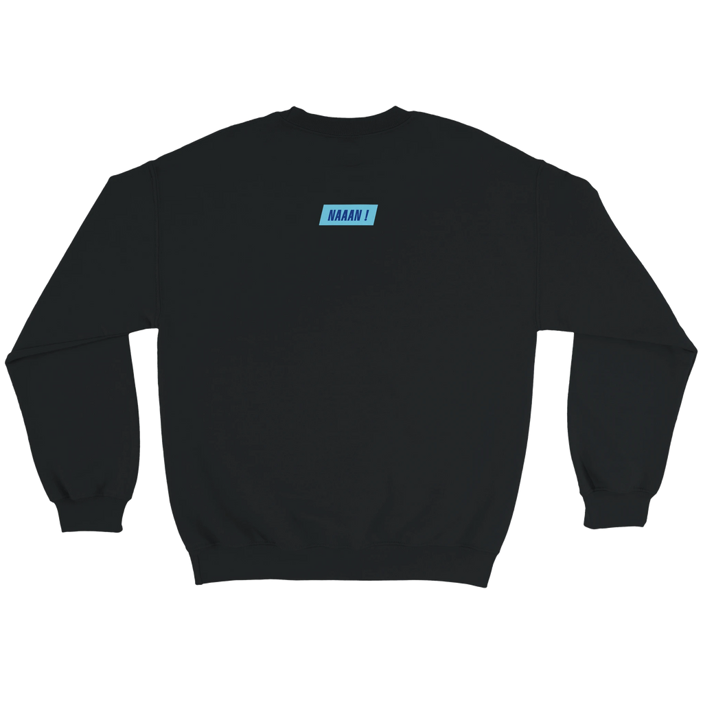 pull sweat unisexe noir dessin blanc logo dos