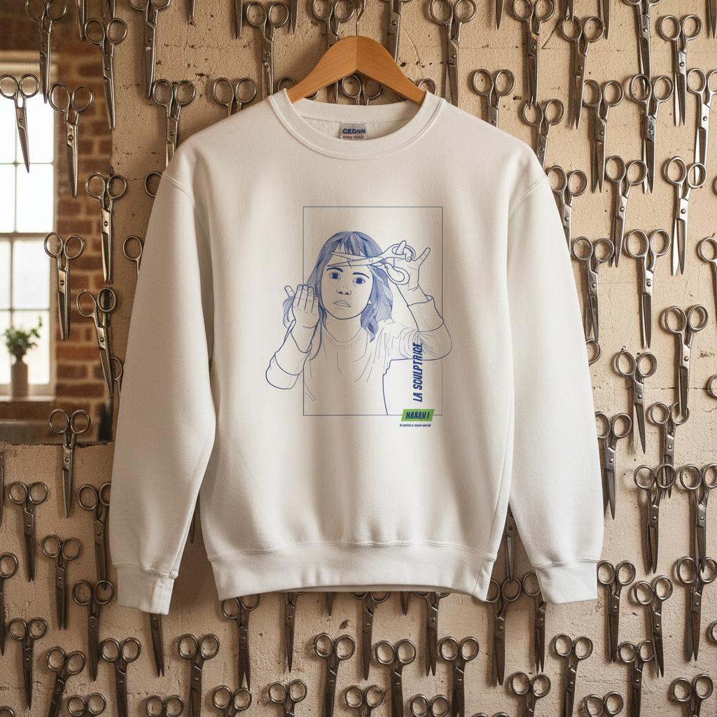 sweat pull unisexe blanc dessin avant