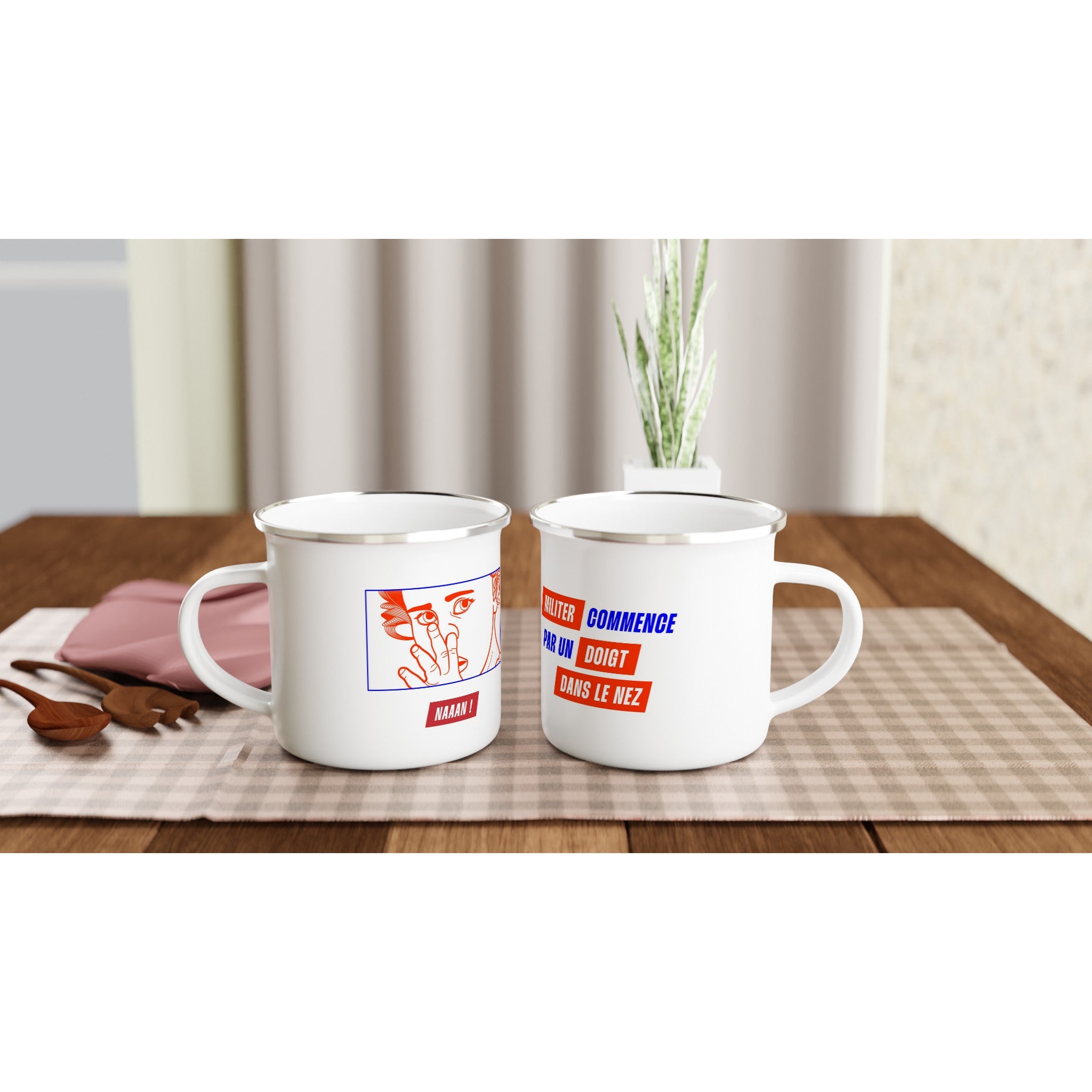 tasse blanche en email original