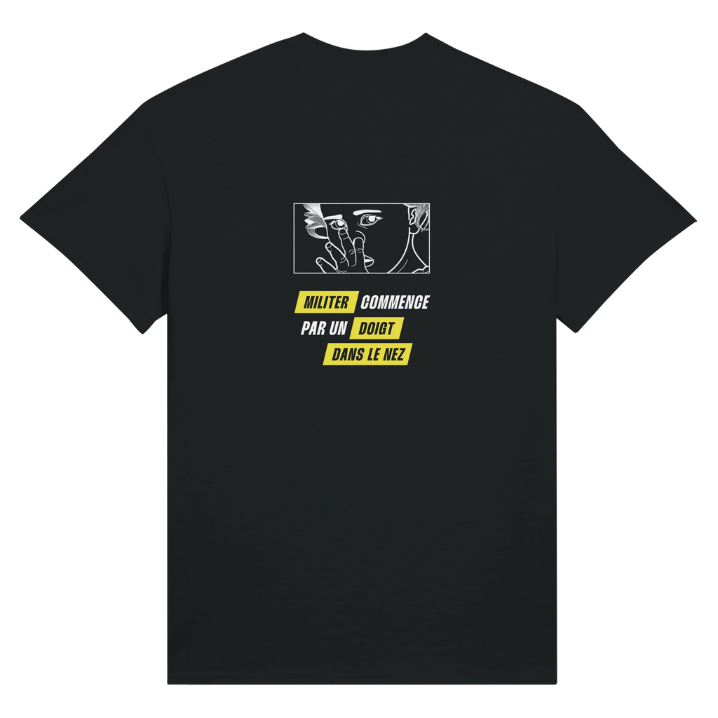 tee-shirt unisexe noir avec illustration au dos