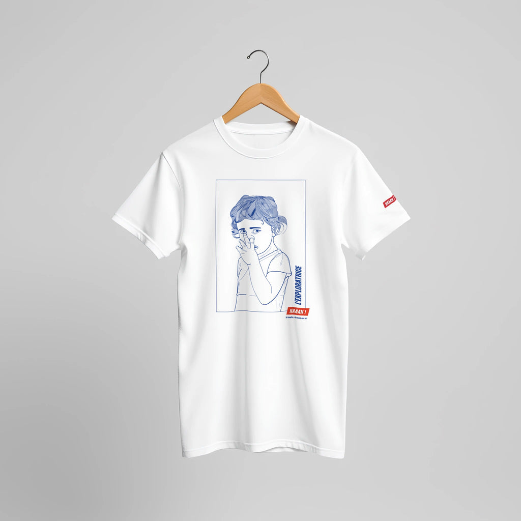 tee-shirt blanc-detail dessin avant