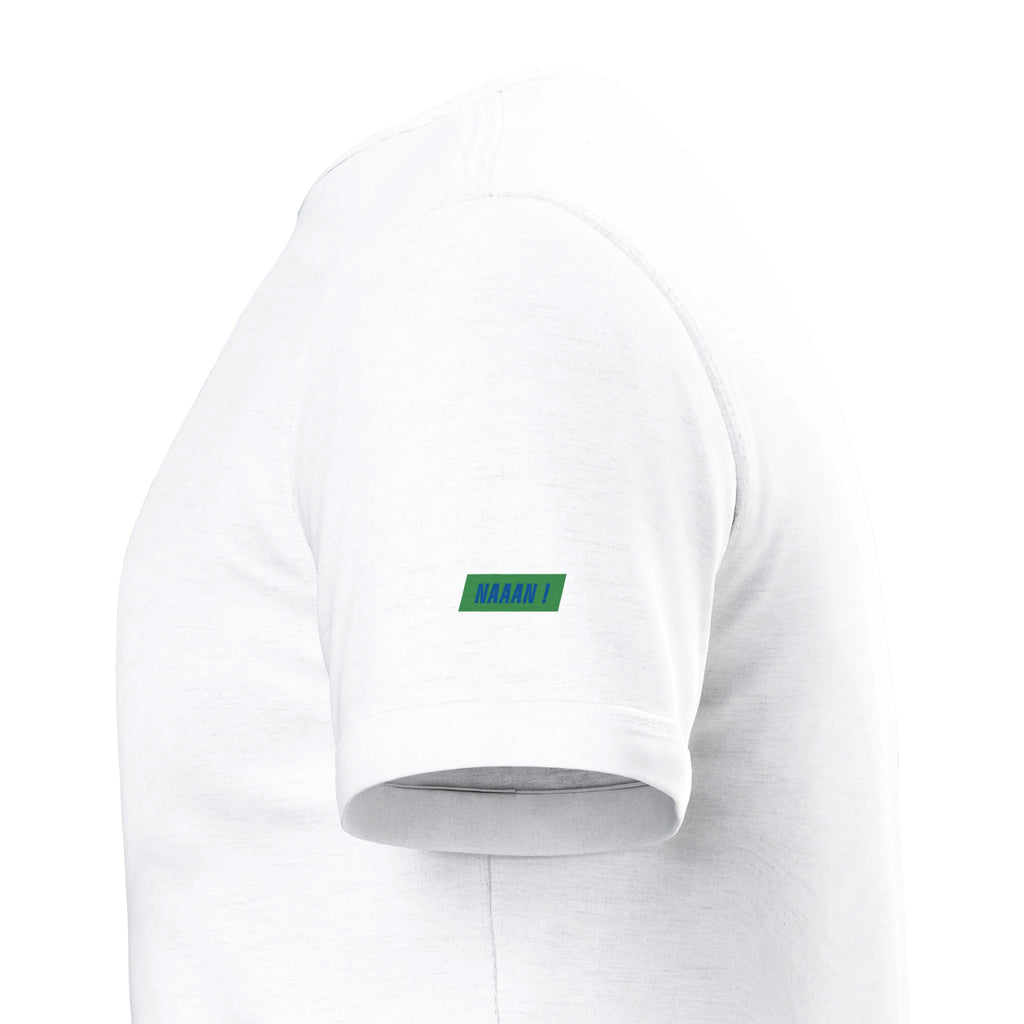 tee-shirt blanc-detail manche logo vert