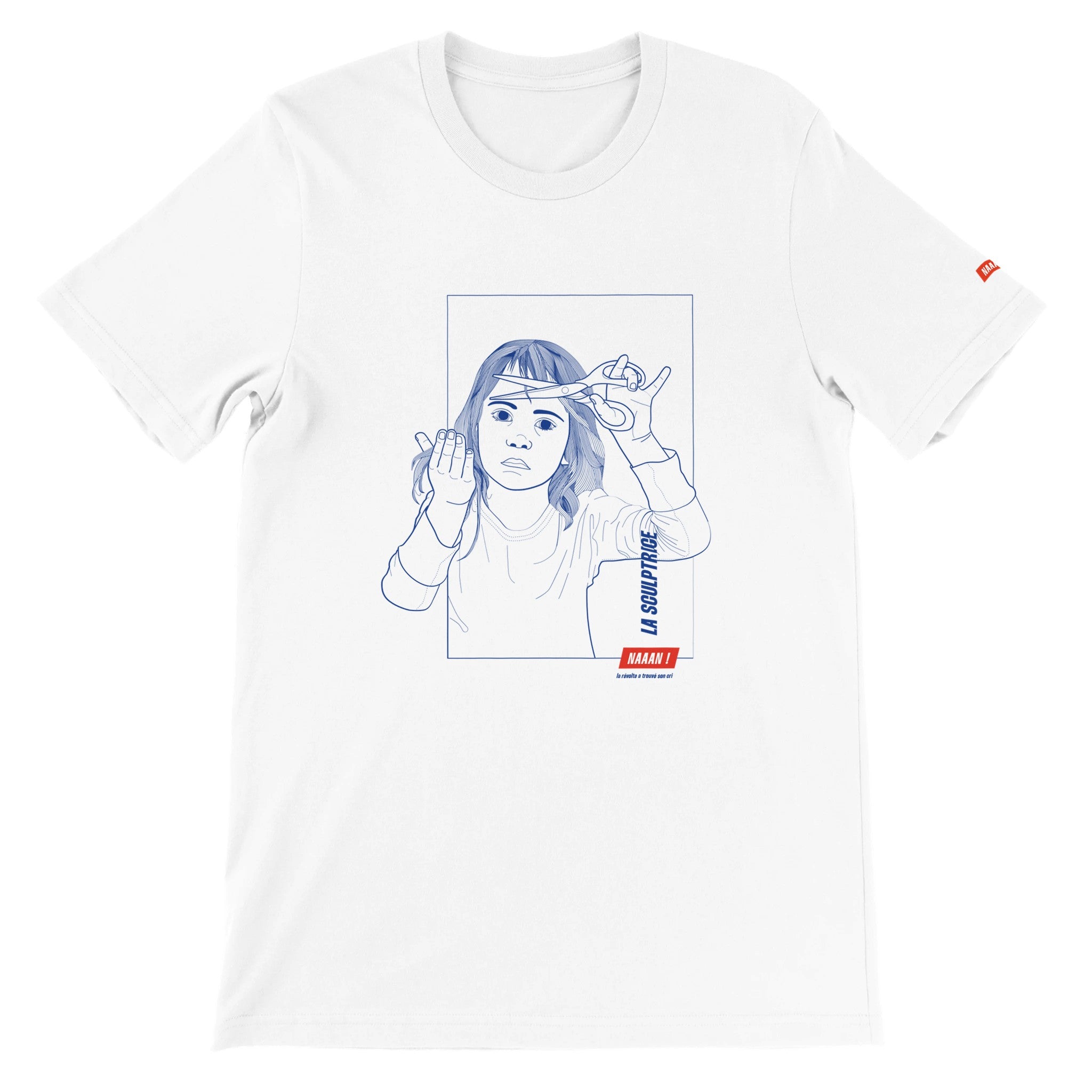 tee-shirt blanc unisexe dessin original-dessin avant