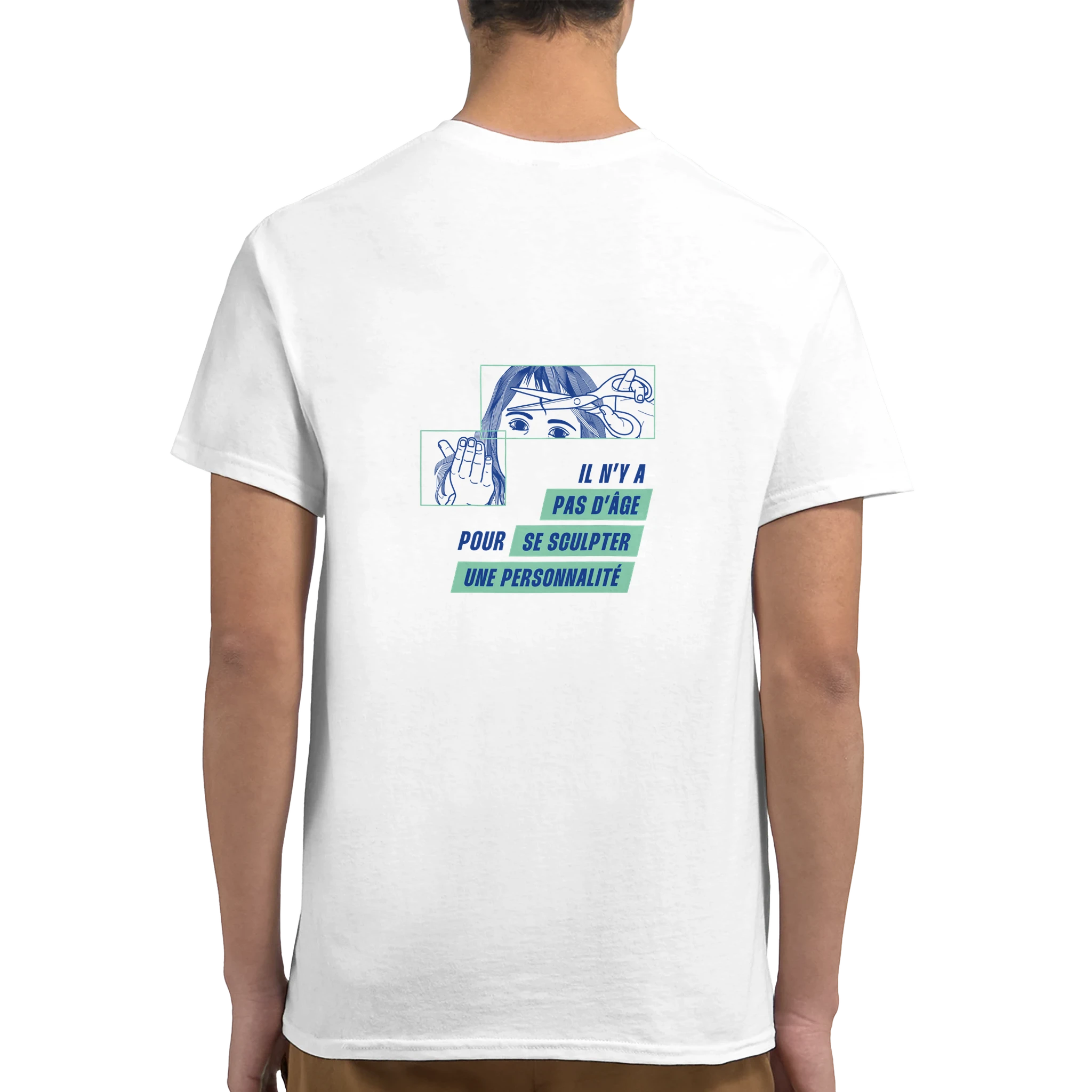 tee-shirt blanc unisexe dos dessin