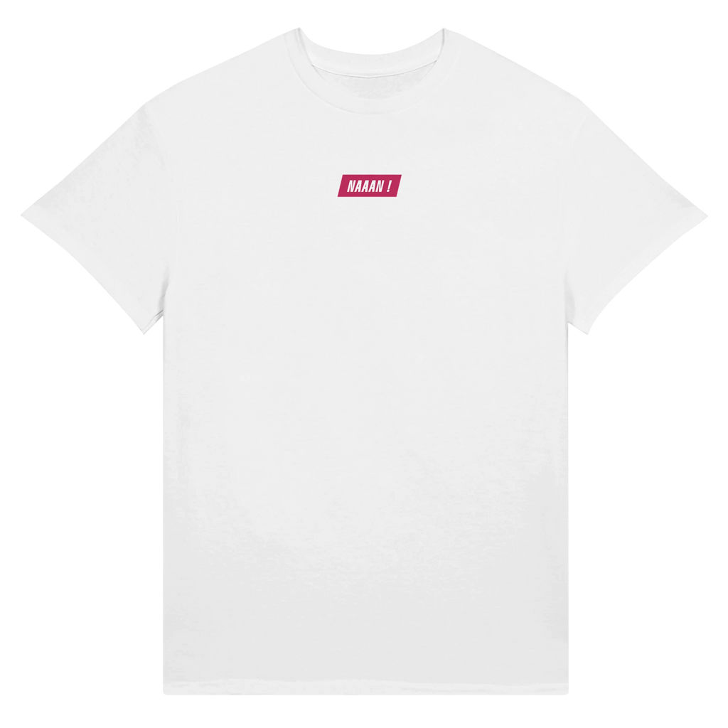 tee-shirt blanc unisexe en coton logo rose avant