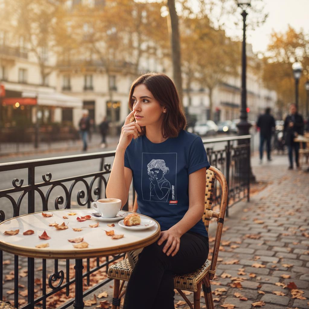 tee-shirt bleu-detail dessin avant