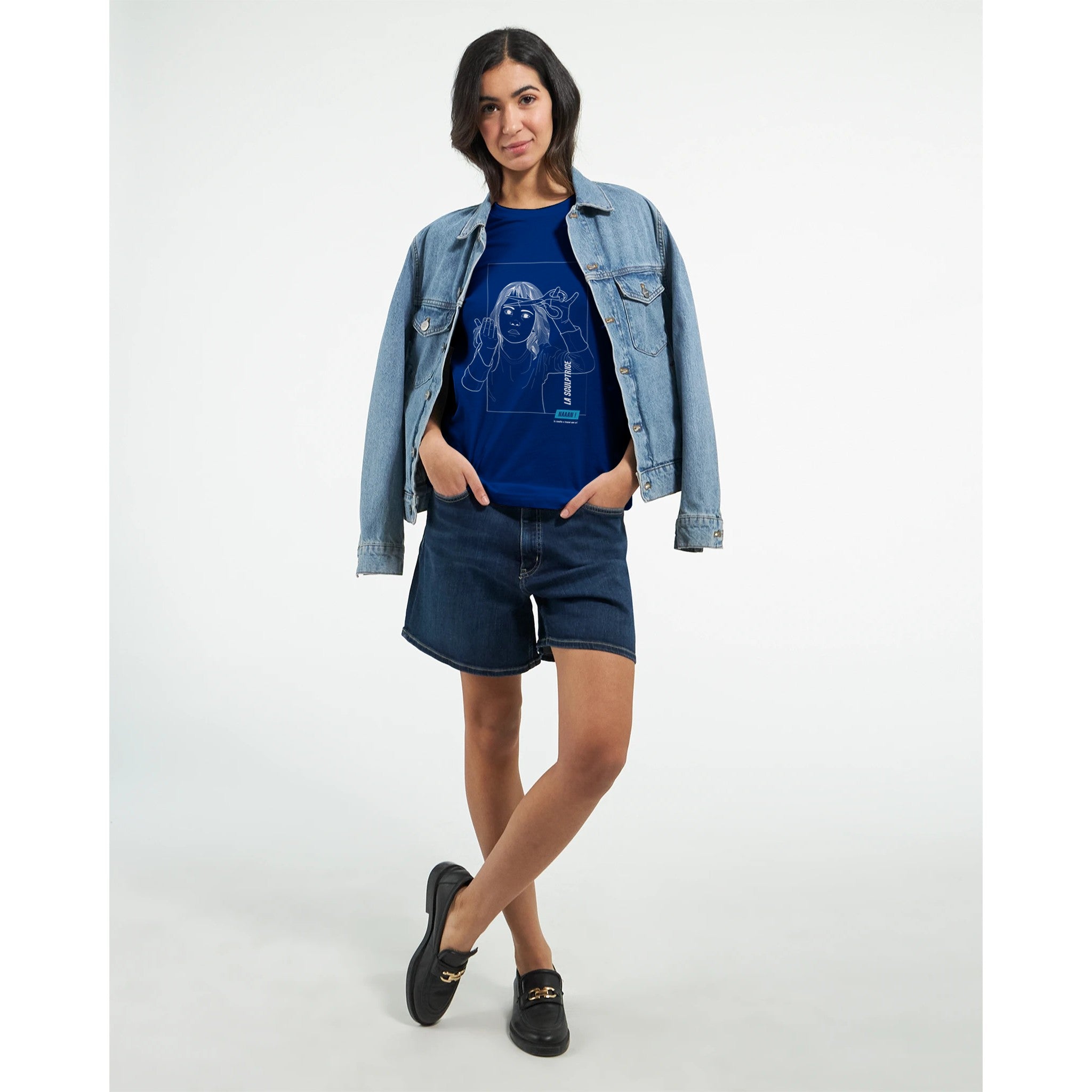 tee-shirt bleu unisexe dessin original