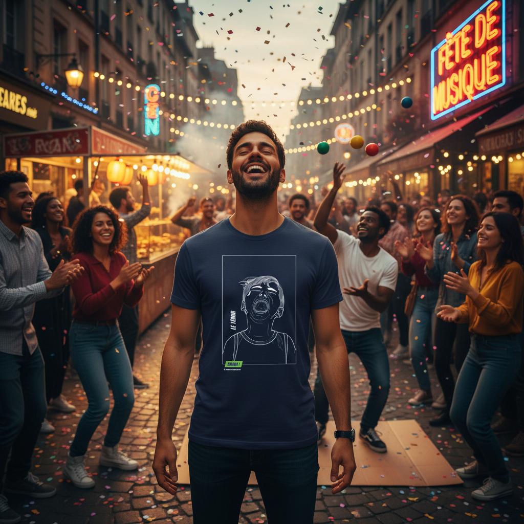 tee-shirt bleu unisexe dessin original avant