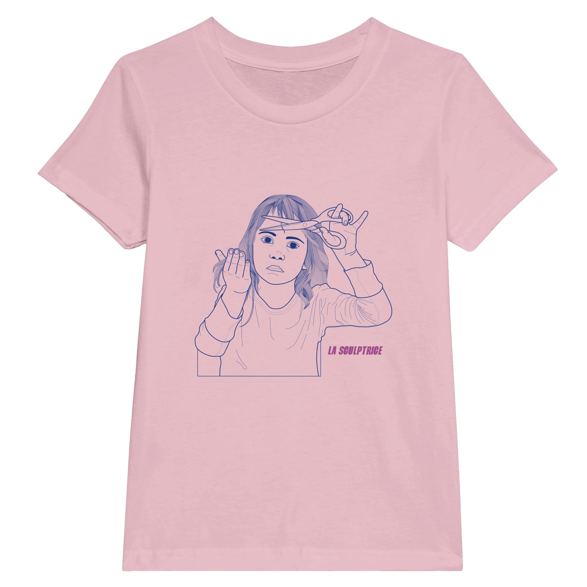 tee-shirt enfant rose dessin original-coupe cheveux