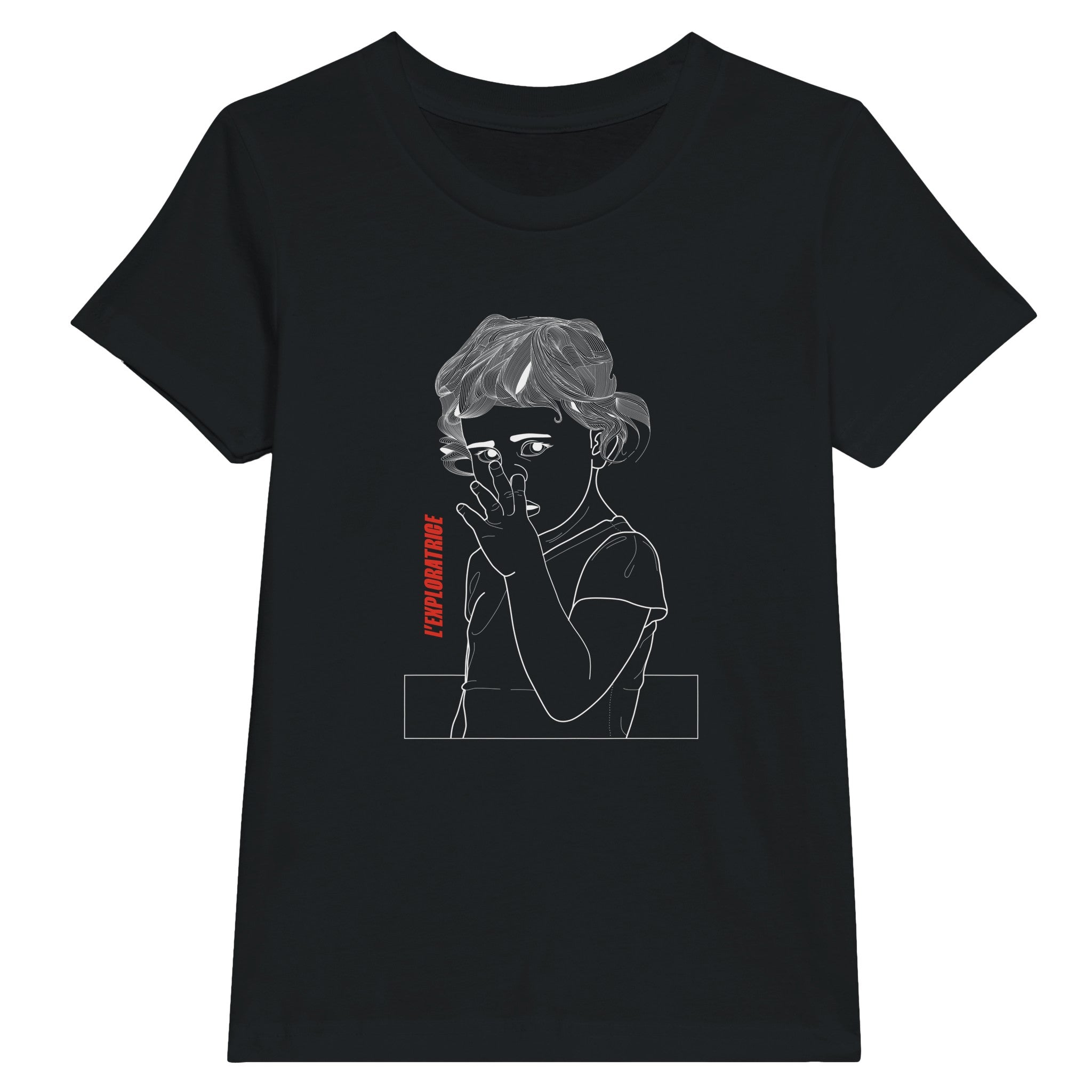 tee-shirt enfant unisexe noir dessin original blanc