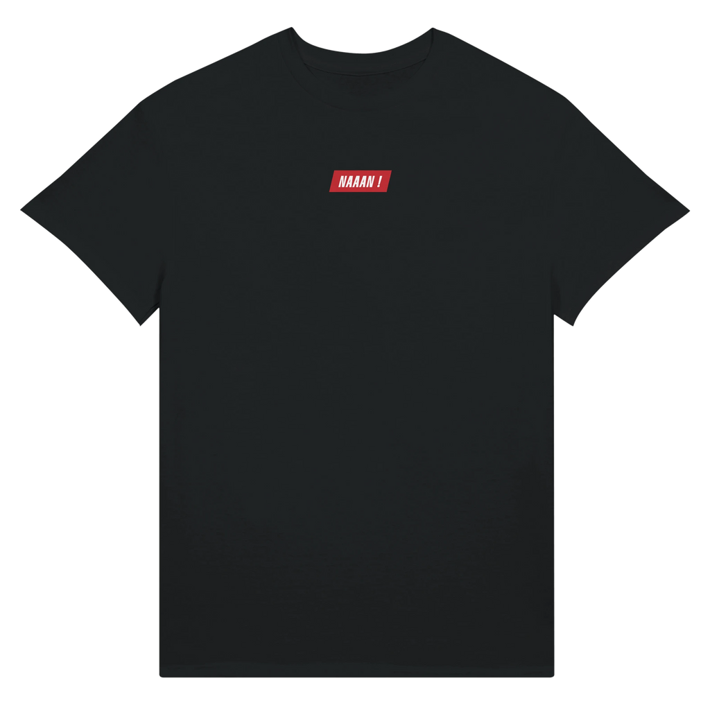 tee-shirt noir unisexe en coton logo rouge avant