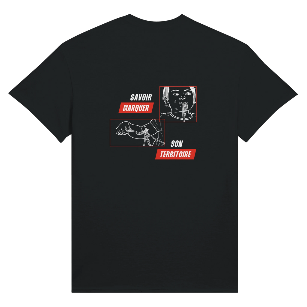 tee-shirt noir unisexe en coton dessin dos 