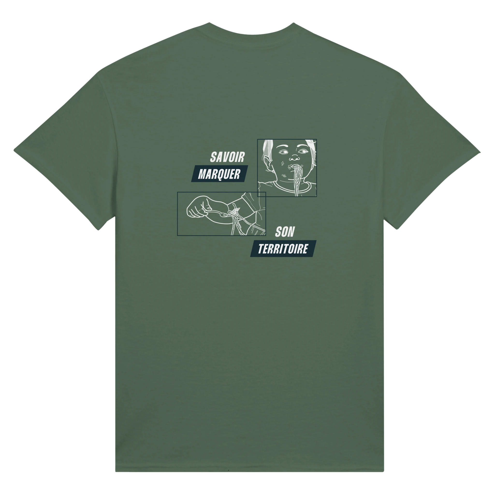 tee-shirt vert unisexe dessin dos