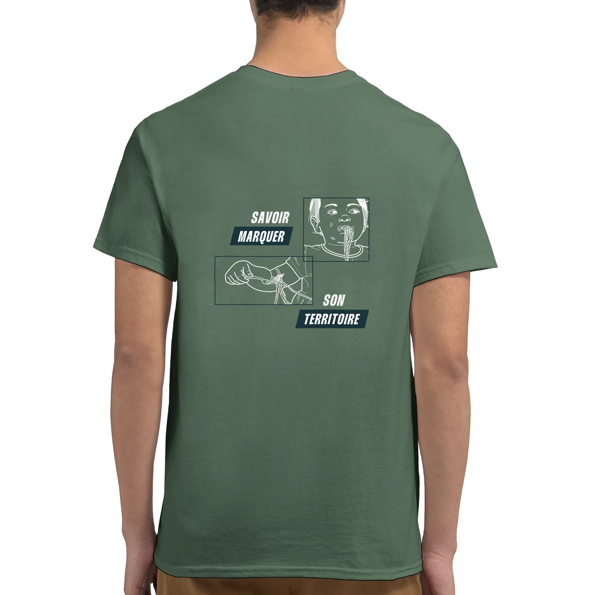 tee-shirt vert unisexe dessin dos